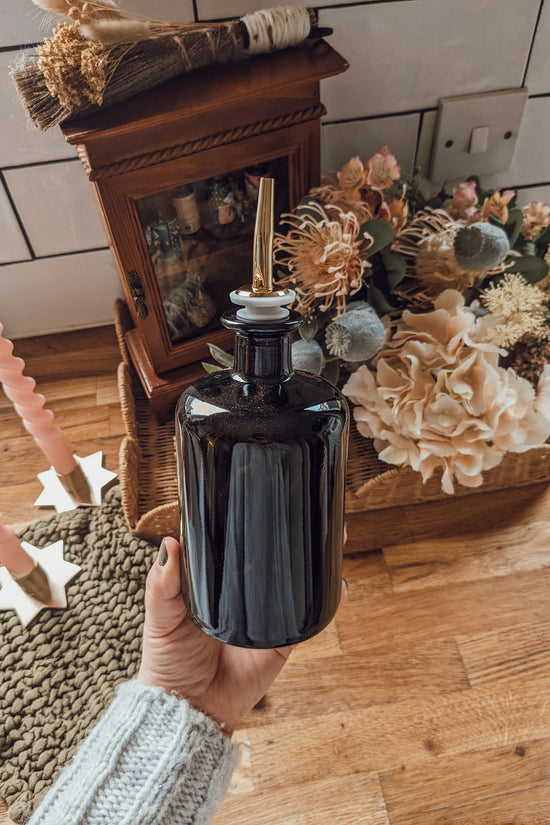 'Meadow Moss' Glass Oil +Vinegar Apothecary Bottle