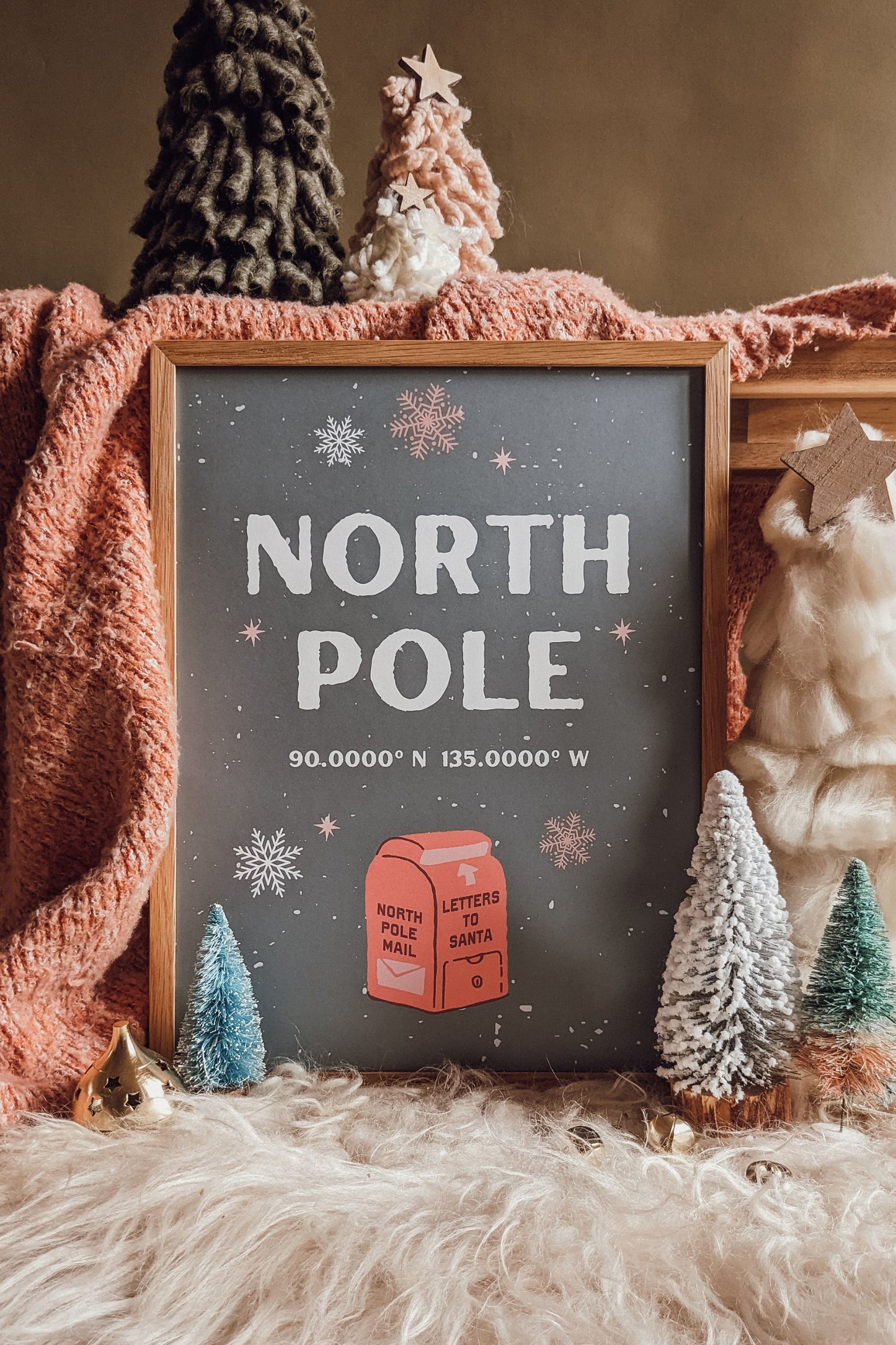 'North Pole Sign' Illustrated Art Print