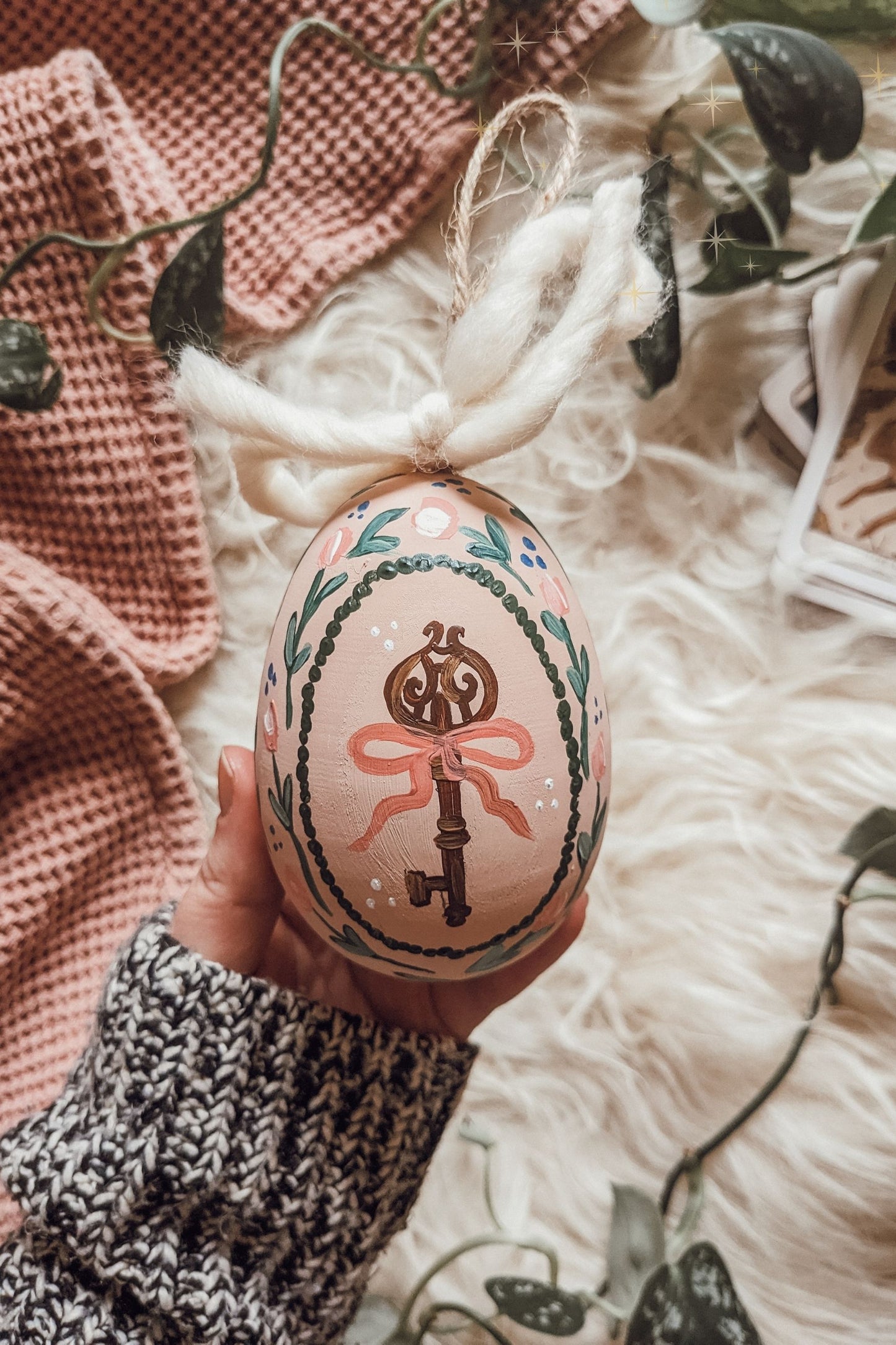 'Ostara Key' Painted Wooden Egg