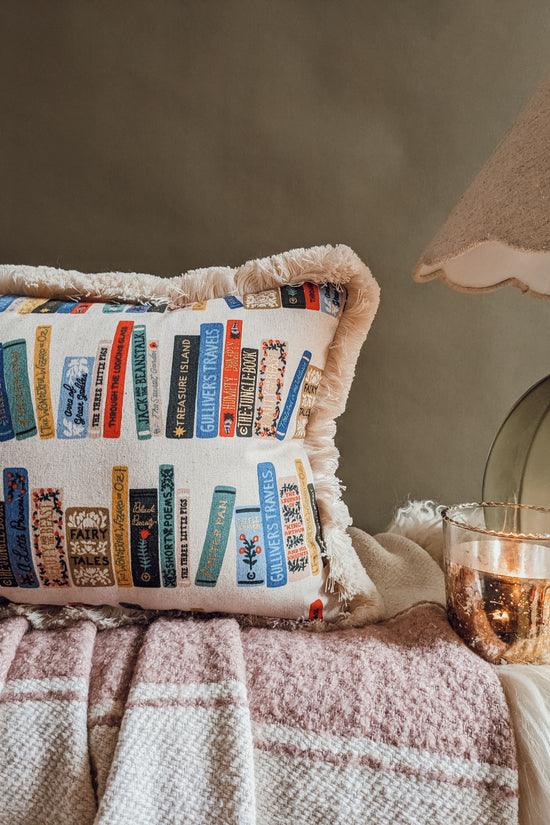 'A Little Bit Bookish' Metallic Fringe Signature Cushion