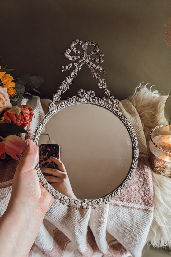 Vintage Bow + Floral Mirror