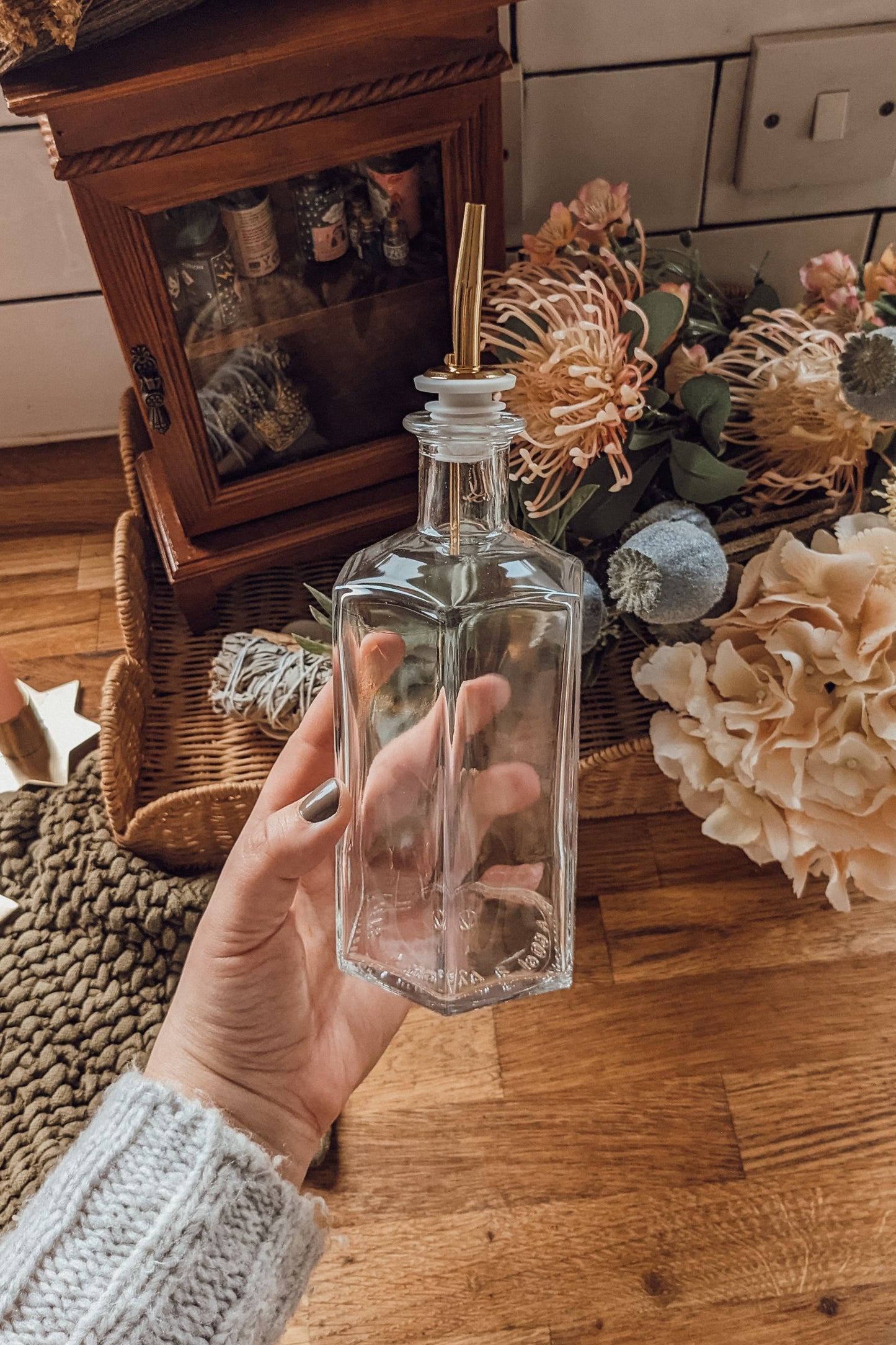 'Spellcaster' Glass Oil +Vinegar Apothecary Bottle