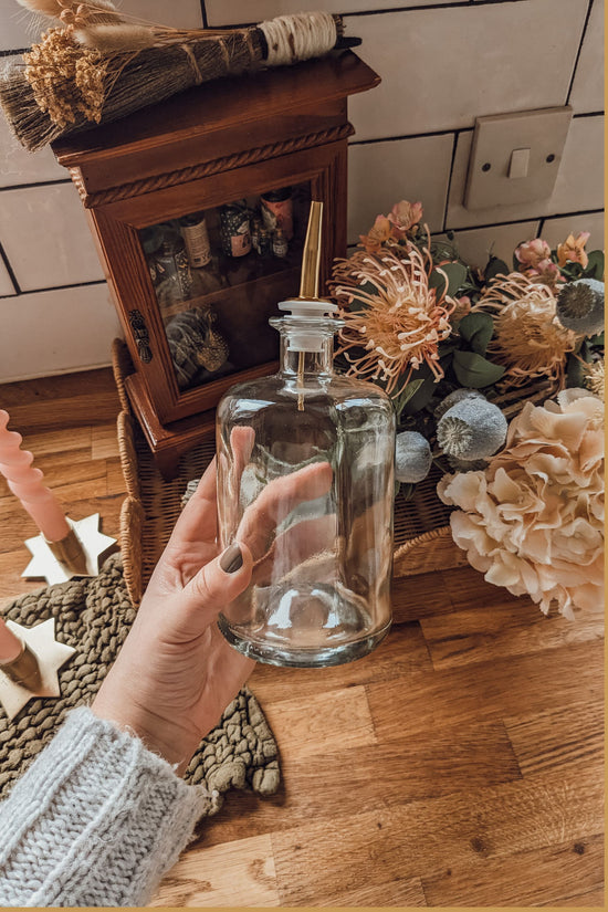 'Herbalist' Glass Oil +Vinegar Apothecary Bottle - Large