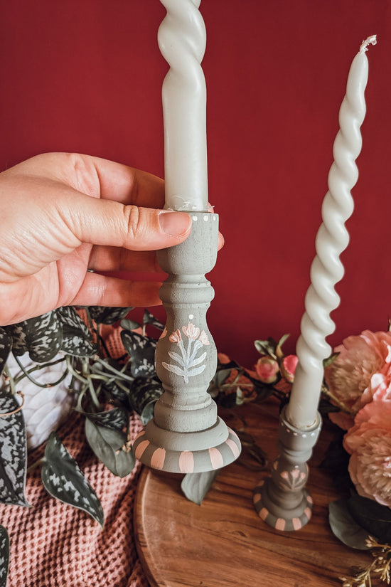 'Walk Through The Roses' Painted Candlestick