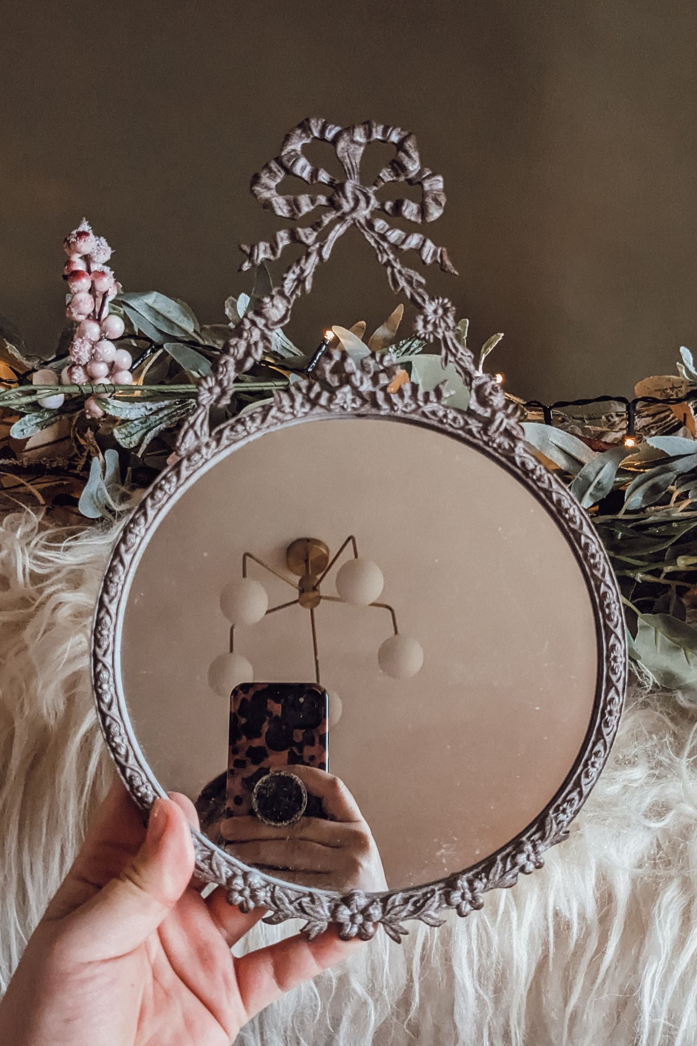 Vintage Bow + Floral Mirror