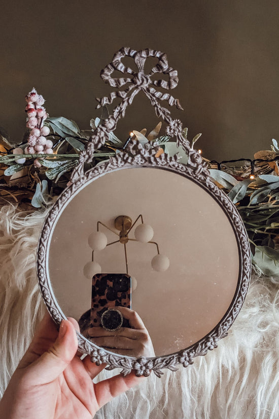 Vintage Bow + Floral Mirror