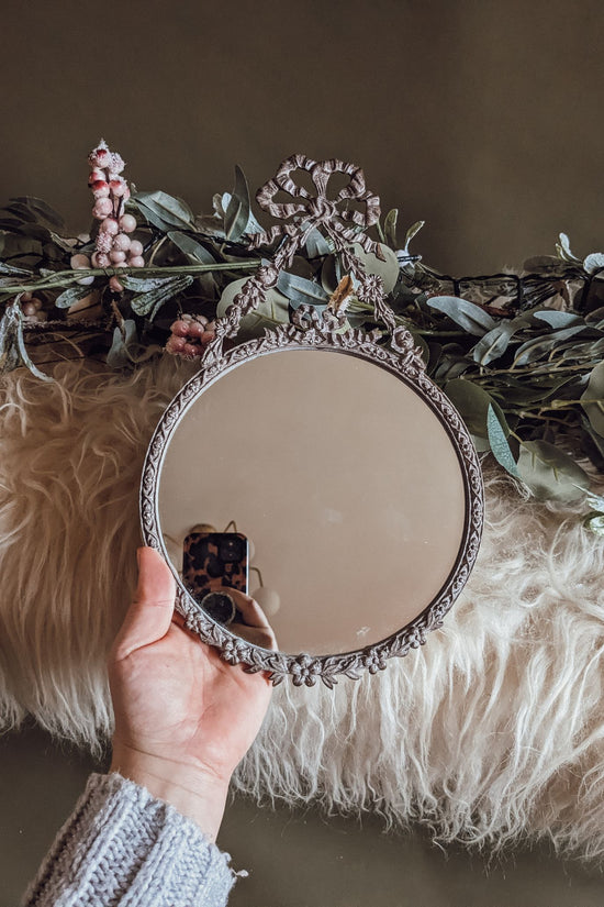 Vintage Bow + Floral Mirror