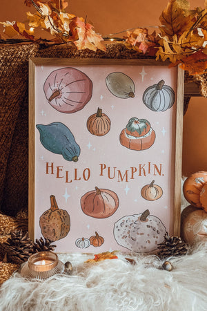 'Hello Pumpkin' Illustrated Art Print