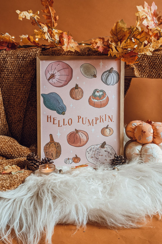 'Hello Pumpkin' Illustrated Art Print