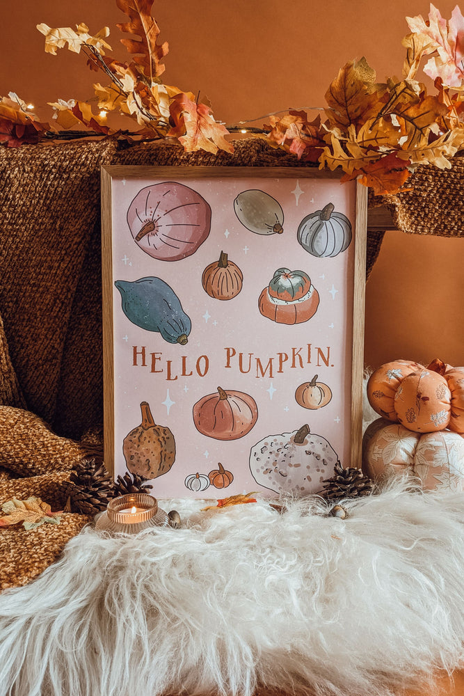 'Hello Pumpkin' Illustrated Art Print