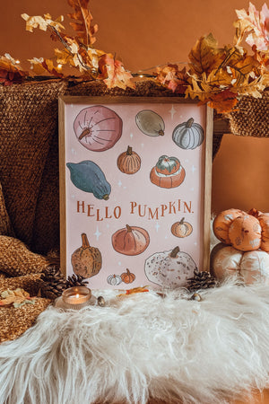 'Hello Pumpkin' Illustrated Art Print