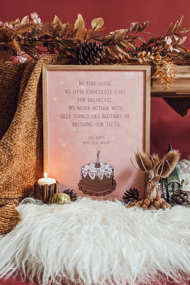 'In This House We Have Cake For Breakfast' Illustrated Art Print