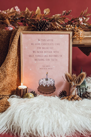 'In This House We Have Cake For Breakfast' Illustrated Art Print