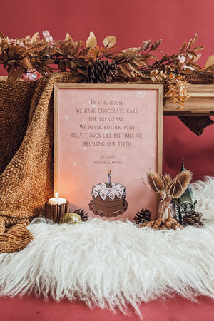 'In This House We Have Cake For Breakfast' Illustrated Art Print