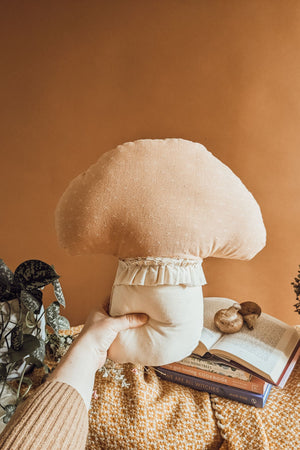 Button Mushroom Blush Crosshatch Cushion -Large