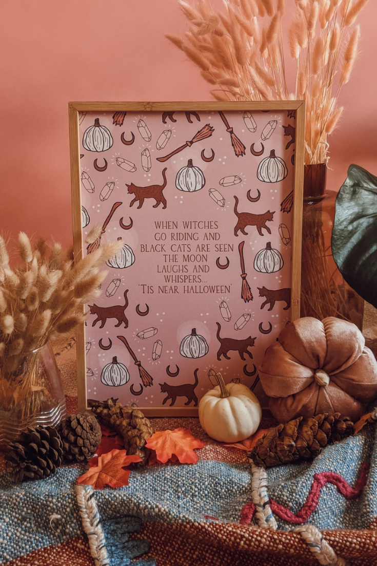 'When Witches Go Riding' Boho Halloween Art Print