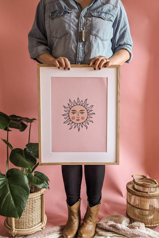 Boho Sun Face Art Print