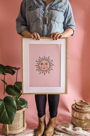 Boho Sun Face Art Print