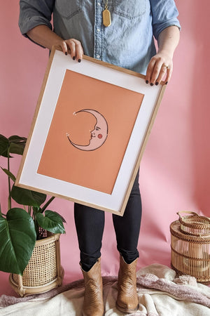 Boho Moon Face Art Print