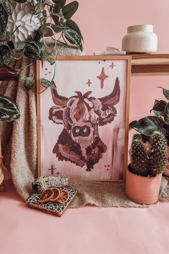 Painted Highland Cow Art Print