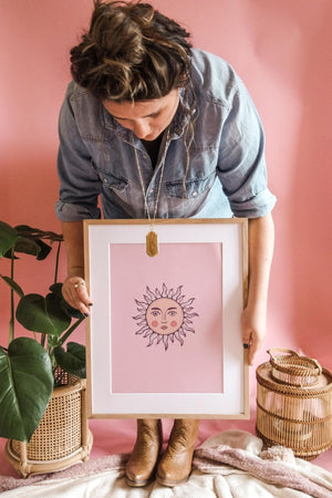 Boho Sun Face Art Print