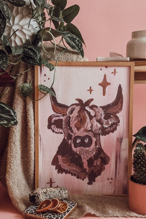 Painted Highland Cow Art Print