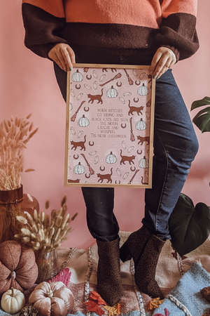 'When Witches Go Riding' Boho Halloween Art Print