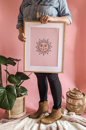 Boho Sun Face Art Print