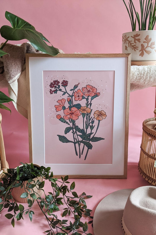 'Hello Wild Flower' Illustrated Art Print
