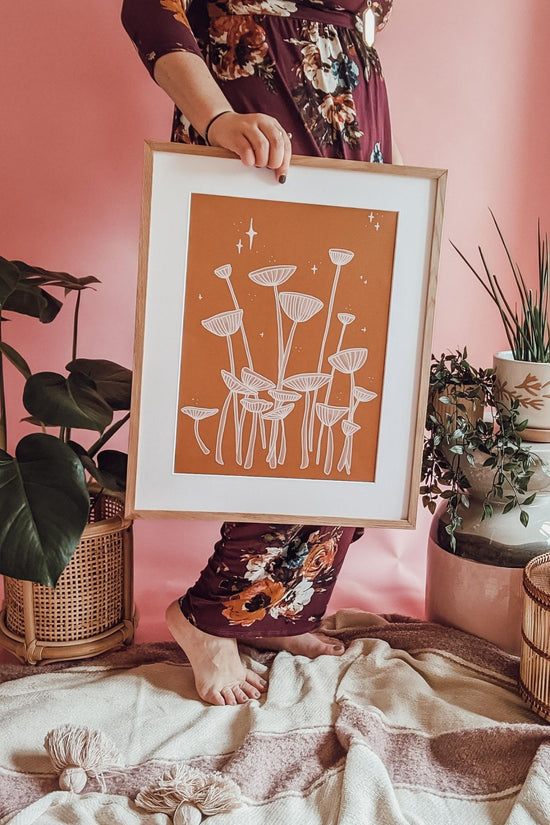 Sienna Simple Shrooms Art Print
