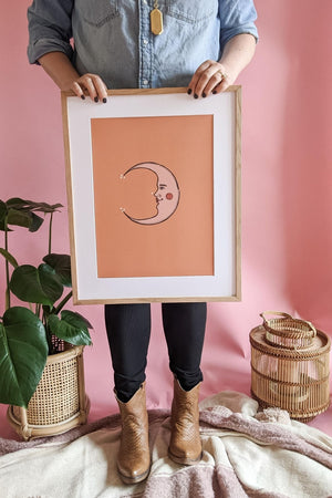 Boho Moon Face Art Print