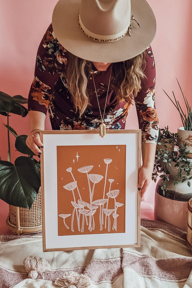 Sienna Simple Shrooms Art Print