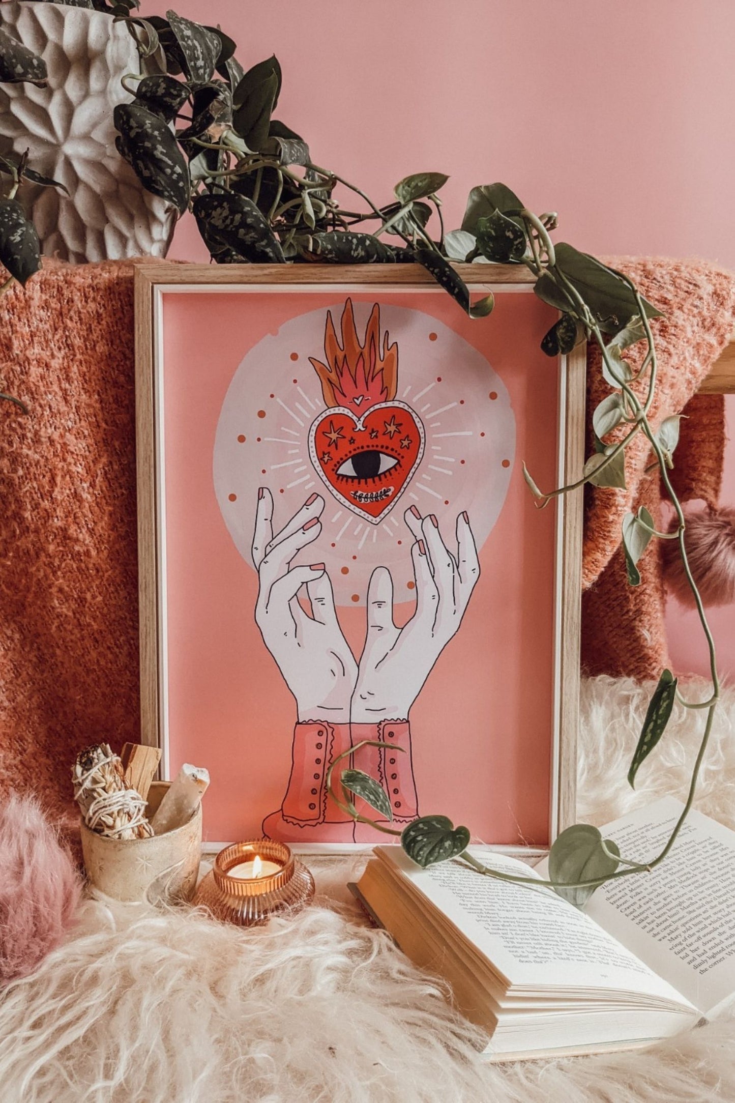 Load image into Gallery viewer, Occult Sacred Heart Illustrated Art Print
