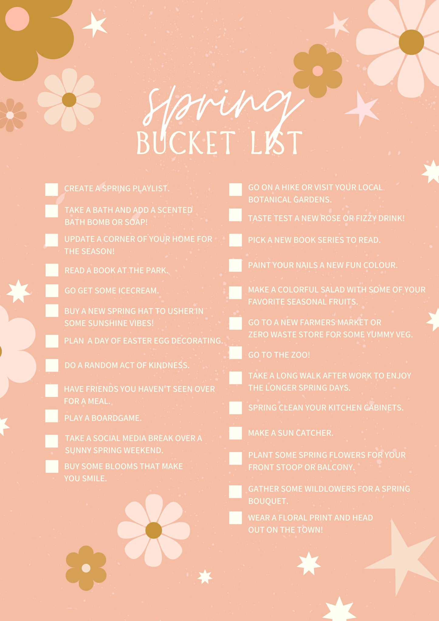 **FREE** Spring Bucket List (Print At Home)