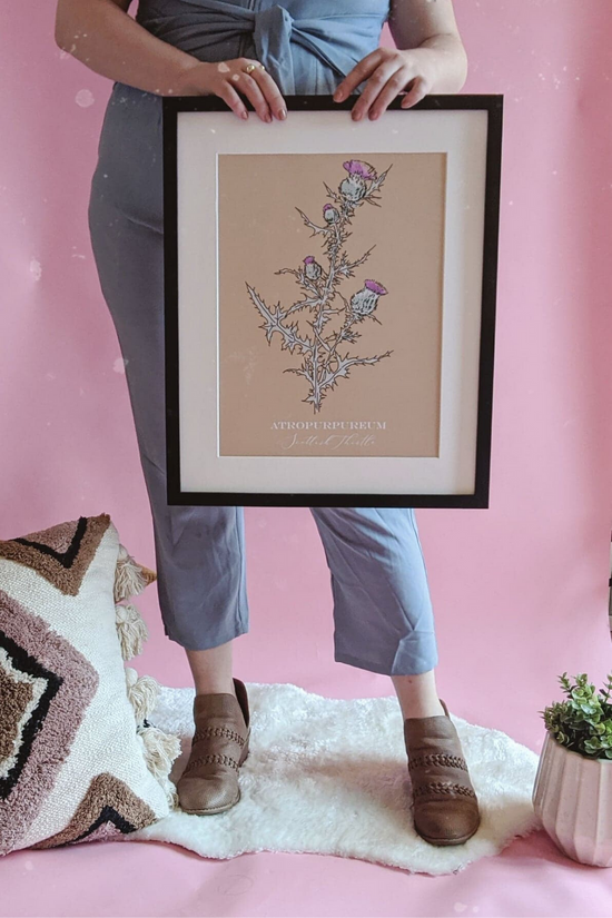 Load image into Gallery viewer, Boho Neutral Scottish Thistle Art Print

