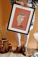 Highland Cow Boho Scottish Art Print