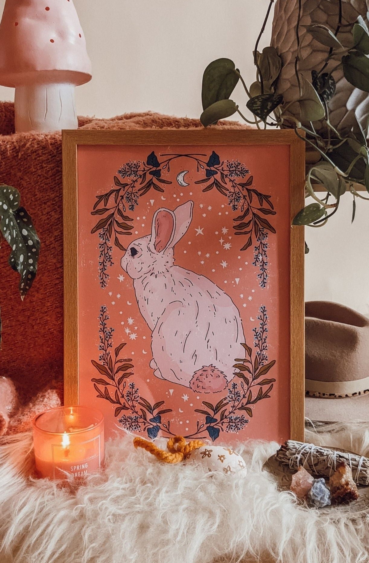 'Hop Into Spring' Illustrated Art Print