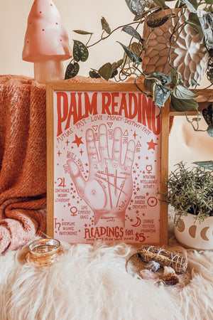 Palm Reader Hand + Typography Boho Blush Art Print