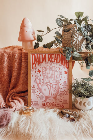 Palm Reader Hand + Typography Boho Blush Art Print