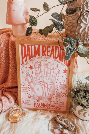 Palm Reader Hand + Typography Boho Blush Art Print